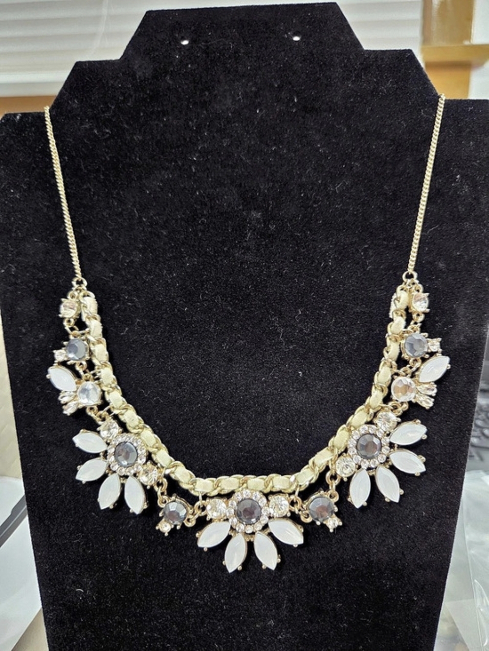 Liz Claiborne Gold & White Statement Necklace